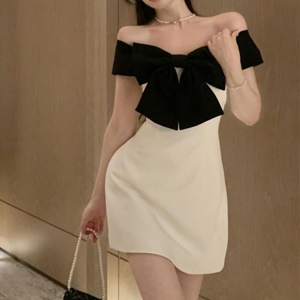 White and Black Cocktail MiniDress - Picture 2 of 3